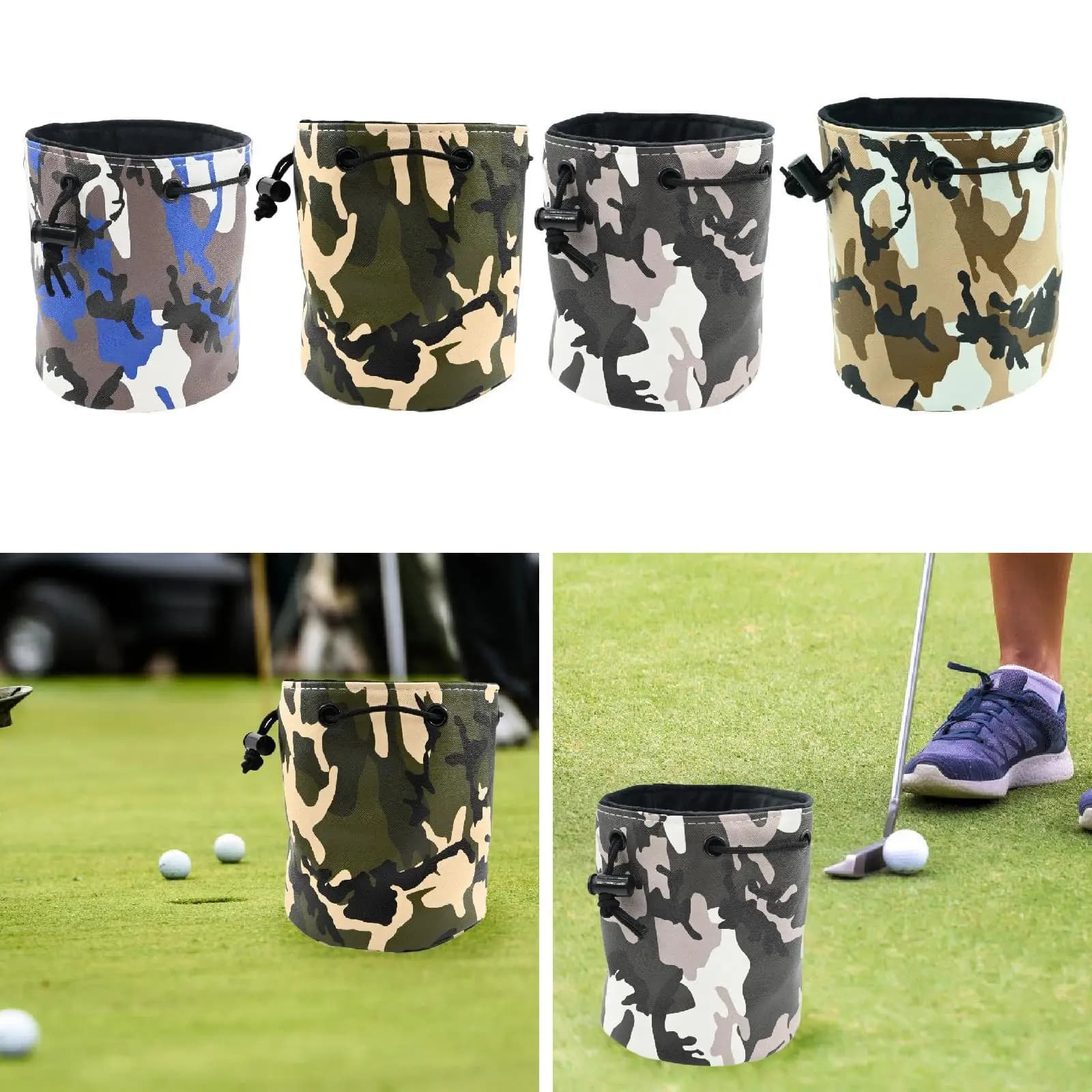 Sacchetto Porta Palline da Golf con Coulisse in Pelle PU, Organizer con Chiusura a Cordino, Forniture Golf all'Ingrosso per Palestra, Campeggio, Lavanderia, Spiaggia, Club