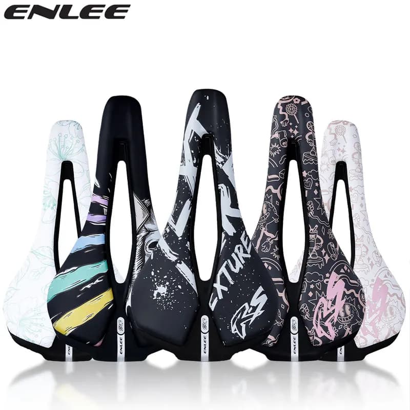ENLEE Mountain Bike Cuscino per sedile cavo Pieghevole per bici da strada Attrezzatura da equitazione per sella ad arco in acciaio ultraleggero traspirante cava