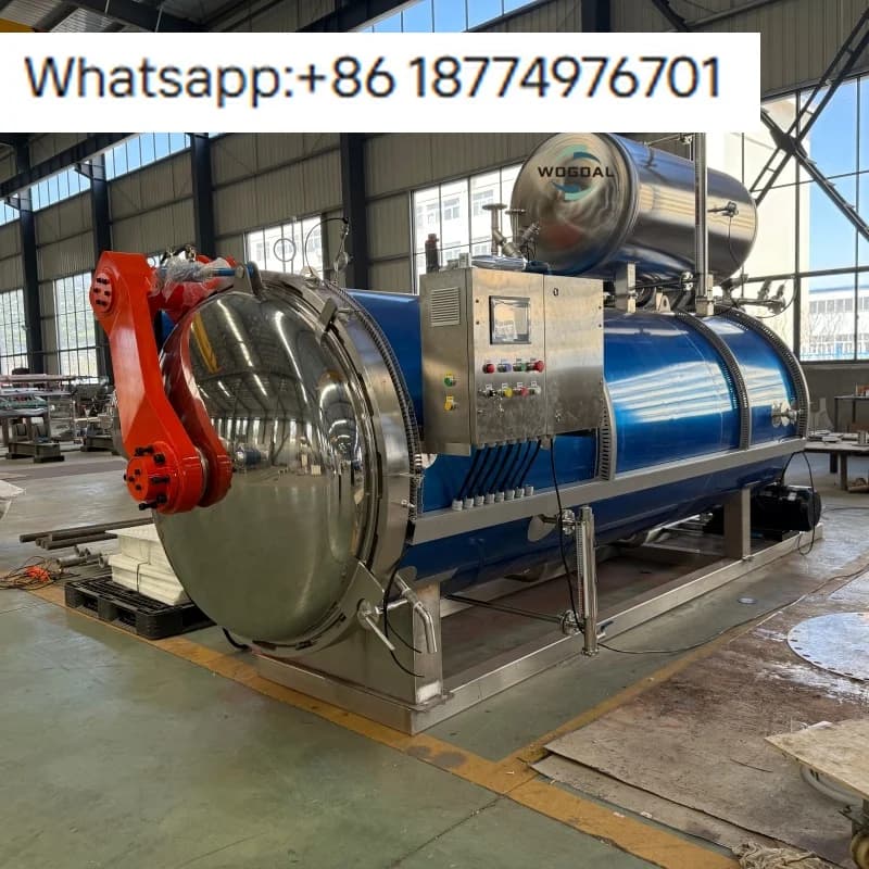 Macchina Orizzontale a Contropressione in Acciaio Inox Controllata da PLC per Sterilizzazione di Alimenti in Bustina