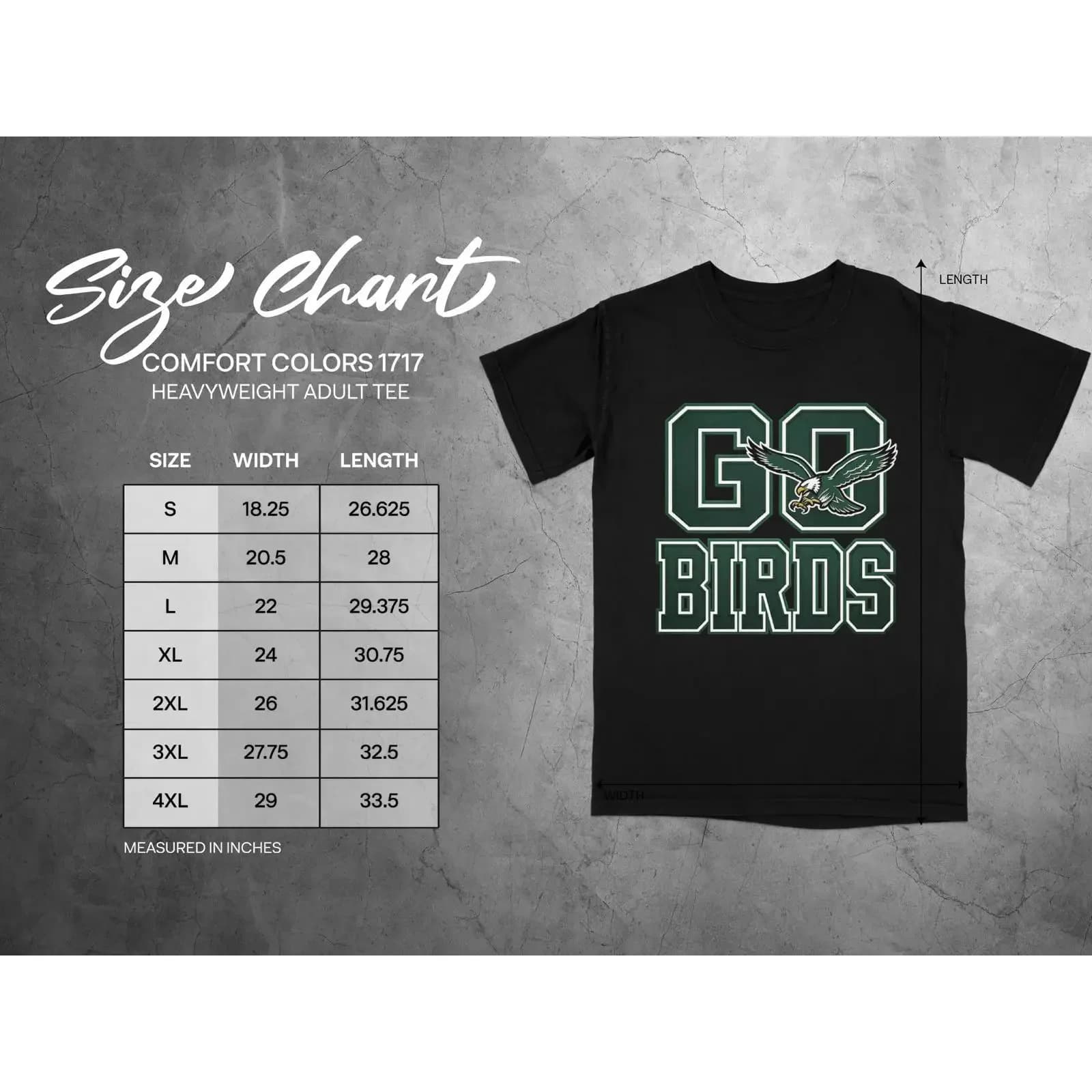 Maglietta Go Birds Flying Eagle Verde Intenso Stile Collegiale Abbigliamento per Tifosi Giornata di Partita Amante degli Uccelli Casual Vintage Lavato