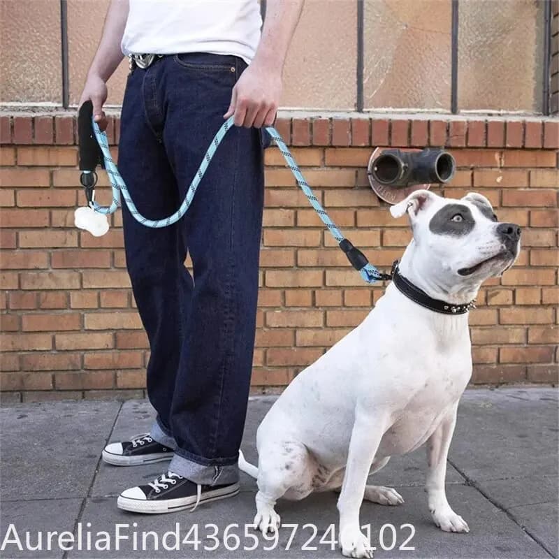 Reflective Dog Leash With Padded Handle Double Heavy‑Duty Traction Rope Enhanced Safety Lead For Strong Large Dogs Outdoor Walking