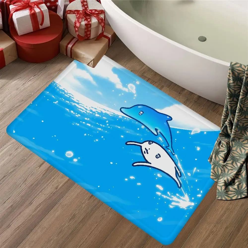 Tappetino da bagno Kawaii Mojjilong, tappetino antiscivolo per lavanderia, decorazione per lavanderia, balcone, soggiorno, tappeto per WC