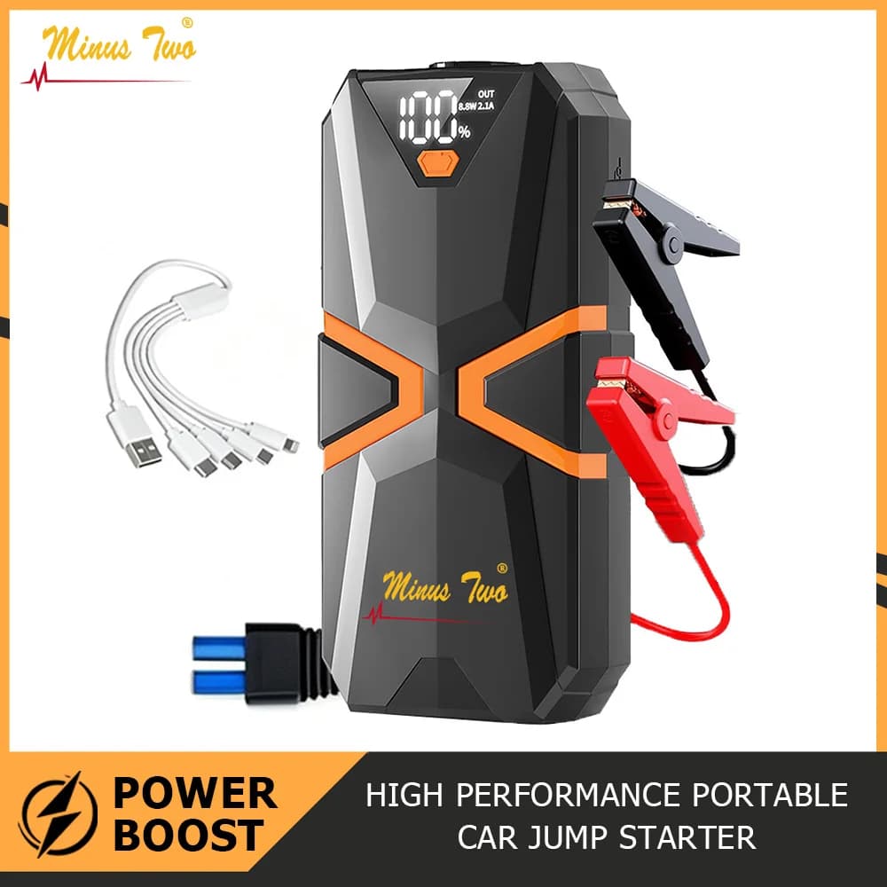 1000A Car Emergency Jump Starter, Power Bank & LED Flashlight, Portable Battery Booster for 12V Petrol Diesel SUV