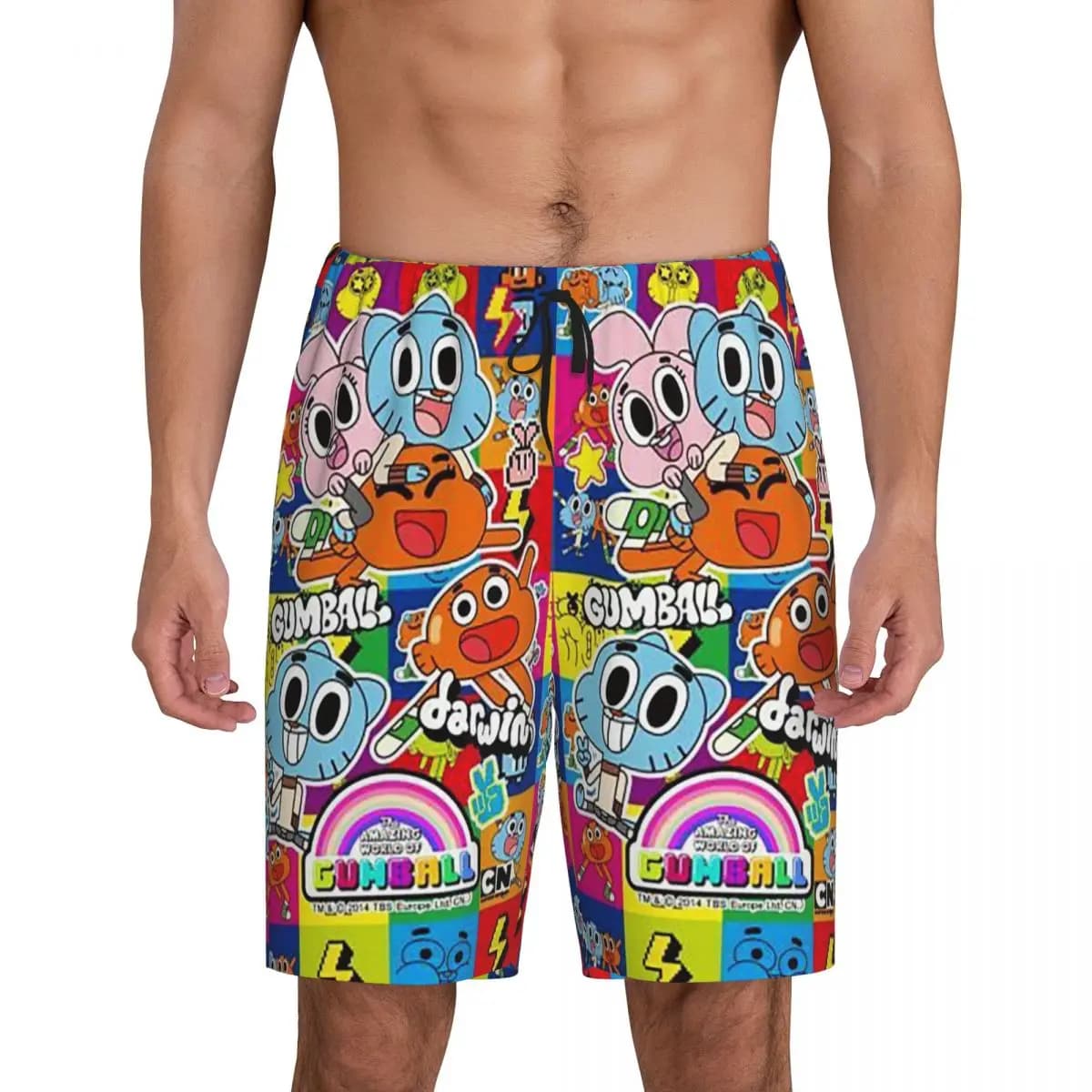Pantaloni corti da pigiama personalizzati The Amazing World Of Gumball, pantaloncini da notte da uomo, pantaloni corti da notte
