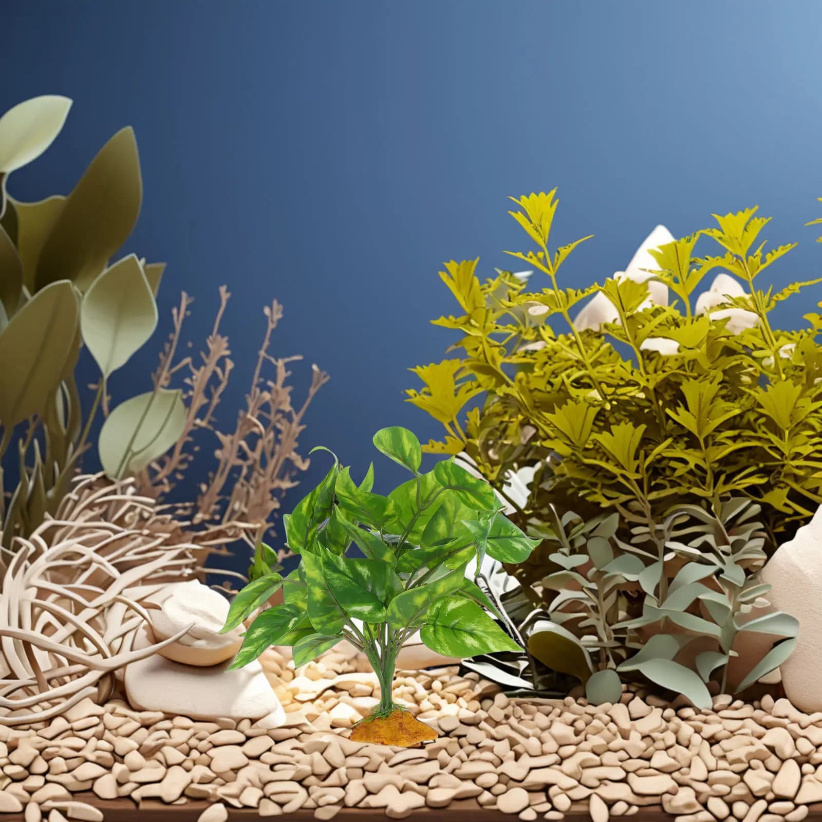 Realistic Artificial Terrarium Plants Reptile Habitat Decor Fake Fish Tank Bonsai Bearded Dragon Tank Accessories