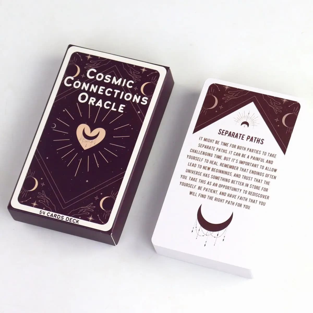 54 pezzi di carte Oracle Connessioni cosmiche Mazzo Oracle ispirato all'universo per amore e relazione 10,3 * 6 cm