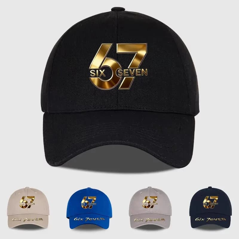 Cappellino da Baseball con Stampa Dorata '67 Six Seven', Regolabile, per Uso Quotidiano e Streetwear, per Amanti delle Tendenze, Cappelli Parasole per Adulti e Bambini