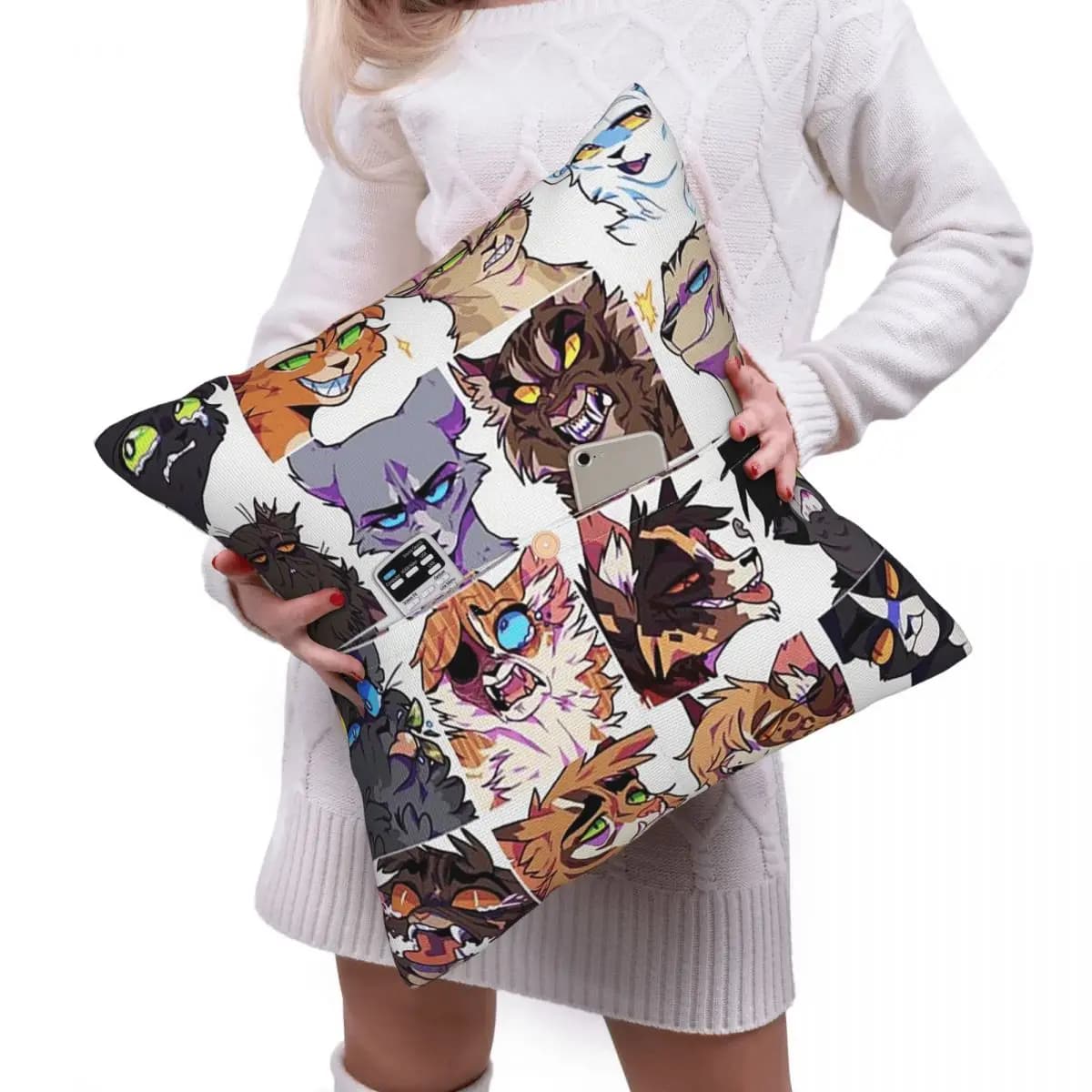 Warrior Cute Cats Lovers Square Linen Pillowcase Cushion Cover Polyester Decorative Bedroom Home Comfort Throw Pillow
