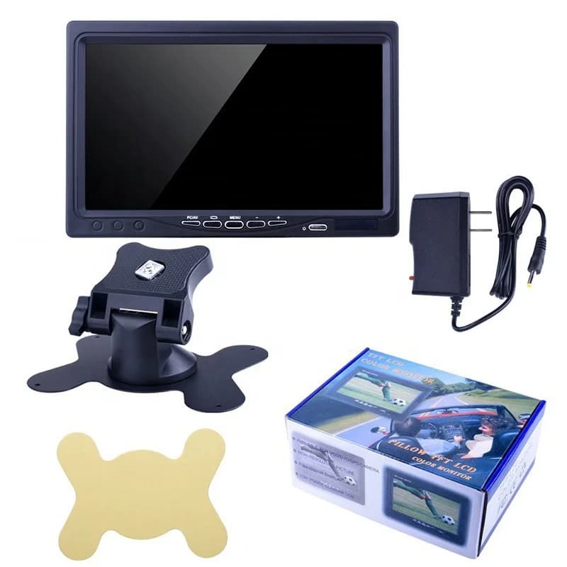 7 Inch Portable AV Input Monitor VGA HD 1080P Mini Screen 1024x600 VGA/AV for Raspberry Pi/Laptop/Safe Room/ CCTV