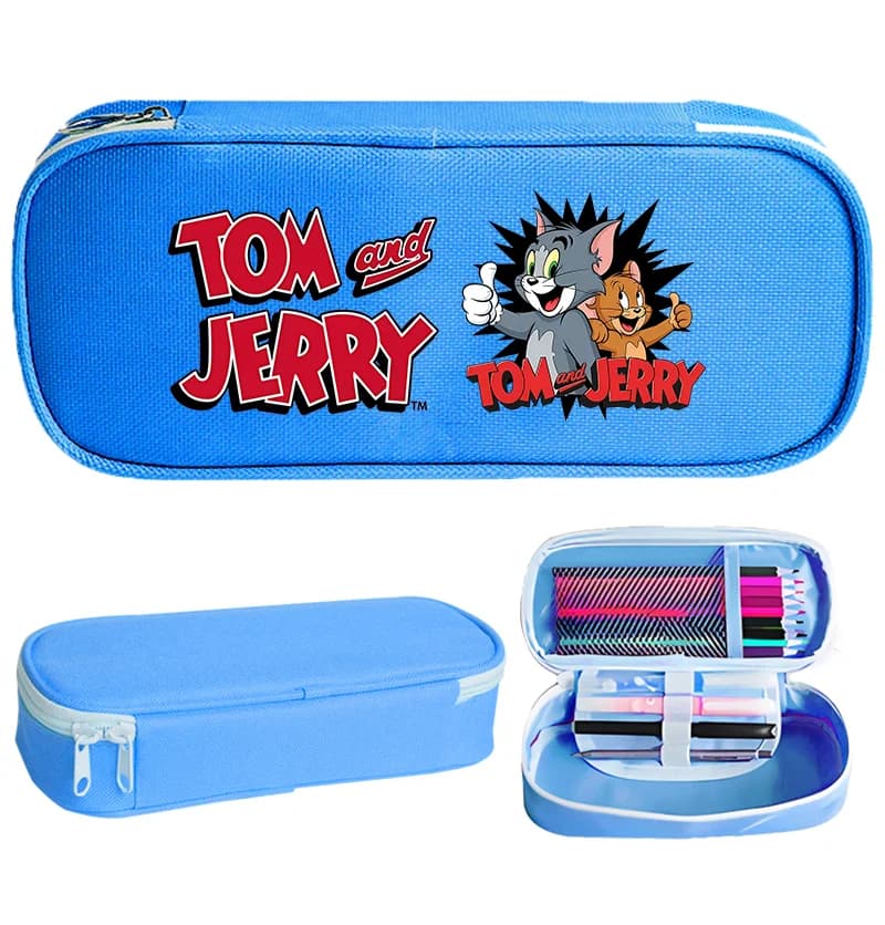 Tom and Jerry Student Pencil Case Anime Cartoon Pen Bag Portable Large Capacity Stationery Bags Cute Pen Pouch Pencil Bag Gift
