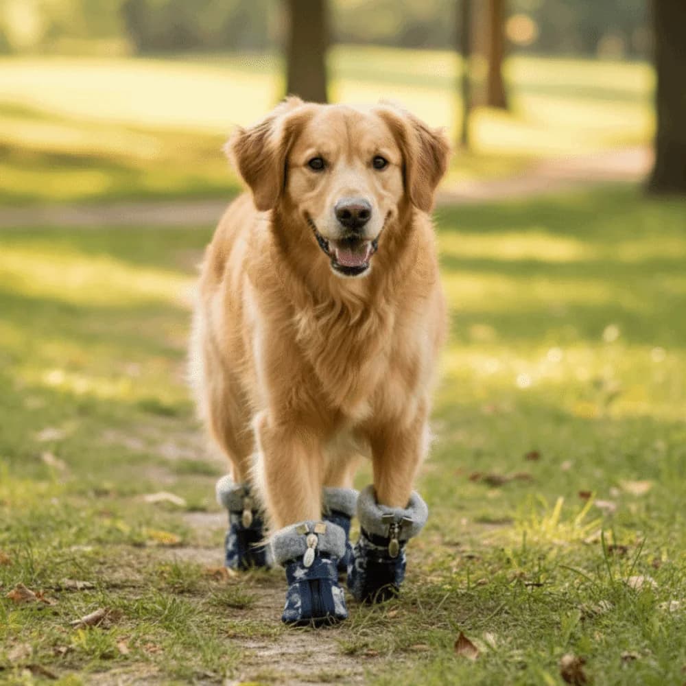Set di 4 Stivali da Neve per Cani, Resistenti all'Usura e Antiscivolo, Calzature per Cuccioli con Motivo a Stelle, Comodi Protettori per Zampe, per Escursioni