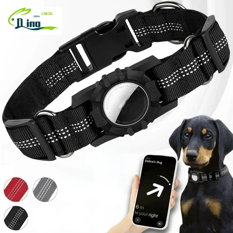 Accessori per Cani Compatibili con Apple Airtag, Collare Anti-Smarrimento per Cani, Localizzatore di Protezione per Cani e Gatti