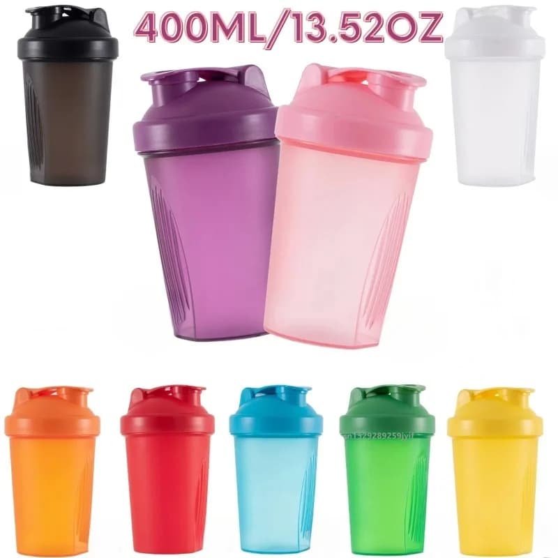 400ML Shaker Bottle with Scale and Stainless Ball Protein Shakes Leakproof for Powder Workout Gym Sport Mixing Cup Water Bottle