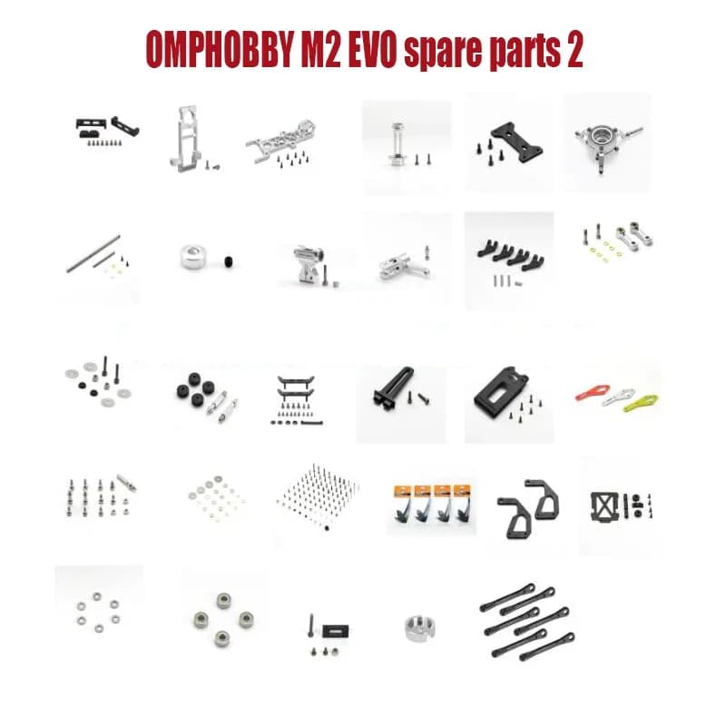 OMPHOBBY M2 EVO M2-EVO RC Elicottero Pezzi di ricambio Motore Rotore Supporto Piatto oscillante Tirante Asta Albero Cuscinetto Viti Set 2