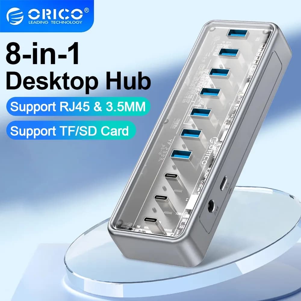ORICO Metallic USB3.1 Hub 5Gbps High Speed Transmission 8 Ports Simultaneous Expansion Ports For All Macbook Mac Mini