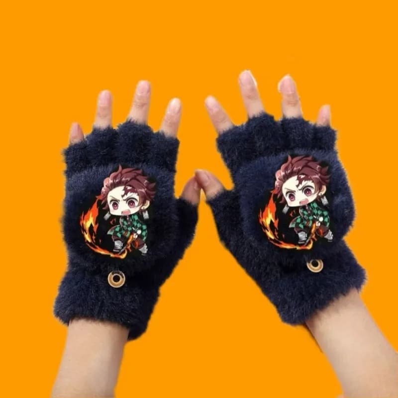 New Demon Slaye Tanjiro Inosuke Nezuko Anime Periferico Cartoon Stampato Guanti Flip per bambini Guanti da ciclismo caldi alla moda
