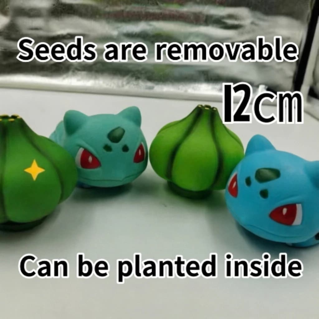 Pokemon Bulbasaur plant vase, detachable, with seeds, 12 cm, flower pot, statuette, succulent plant pot, home decoration and desk, gifts, toys