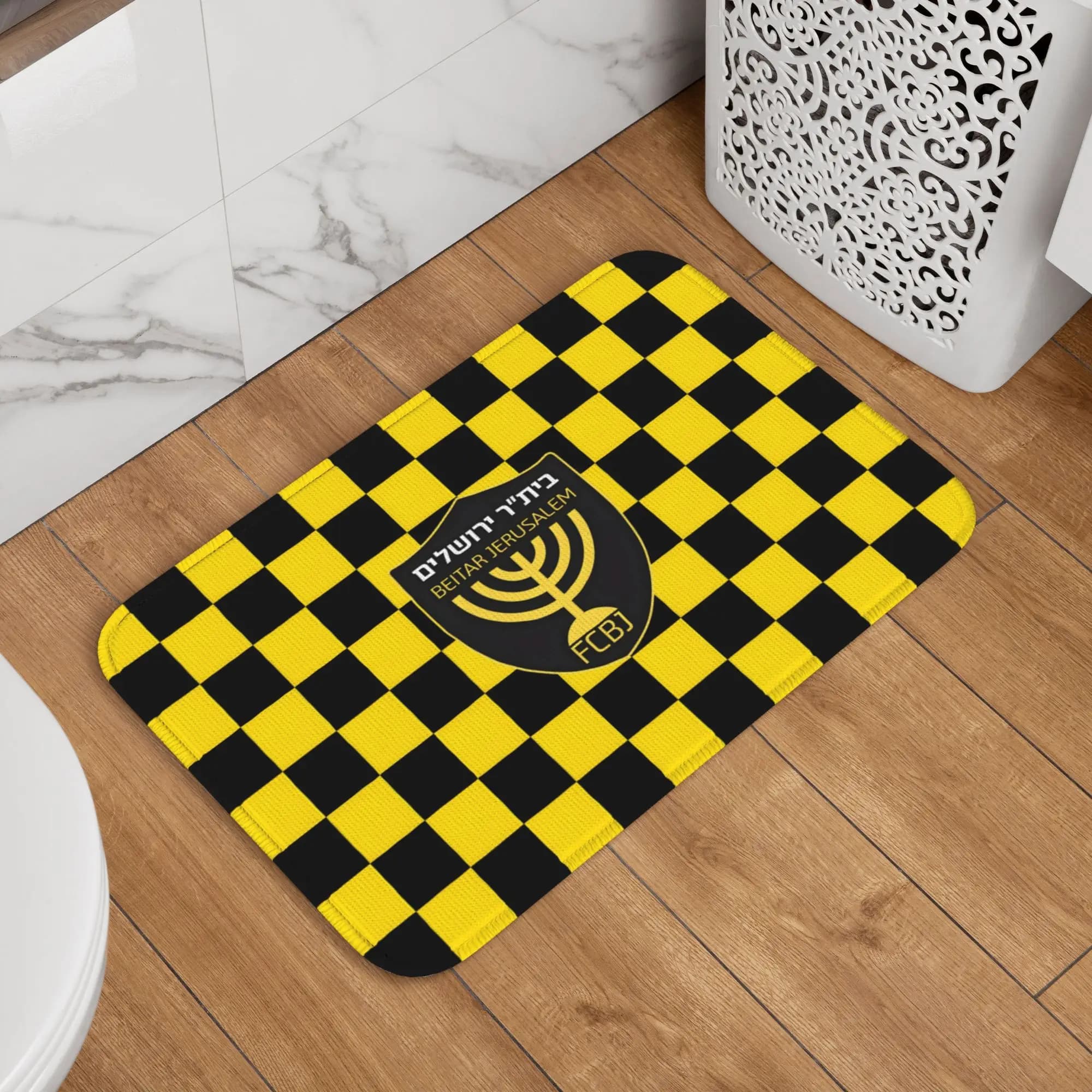 Tappetino Personalizzato per Porta d'Ingresso con Logo della Squadra Beitar Jerusalem FC, Antiscivolo, Impermeabile, per Esterni, Bagno e Ingresso