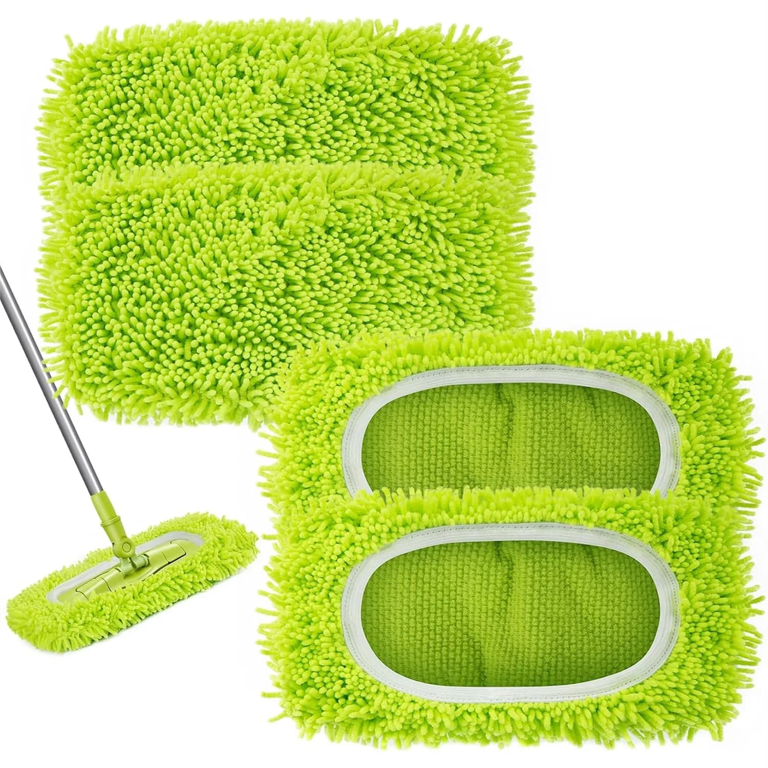 Reusable Microfiber Mop Pads for Swiffer Sweeper, Wet Dry Mopping Cloths for Hardwood Floors (4 Pack)