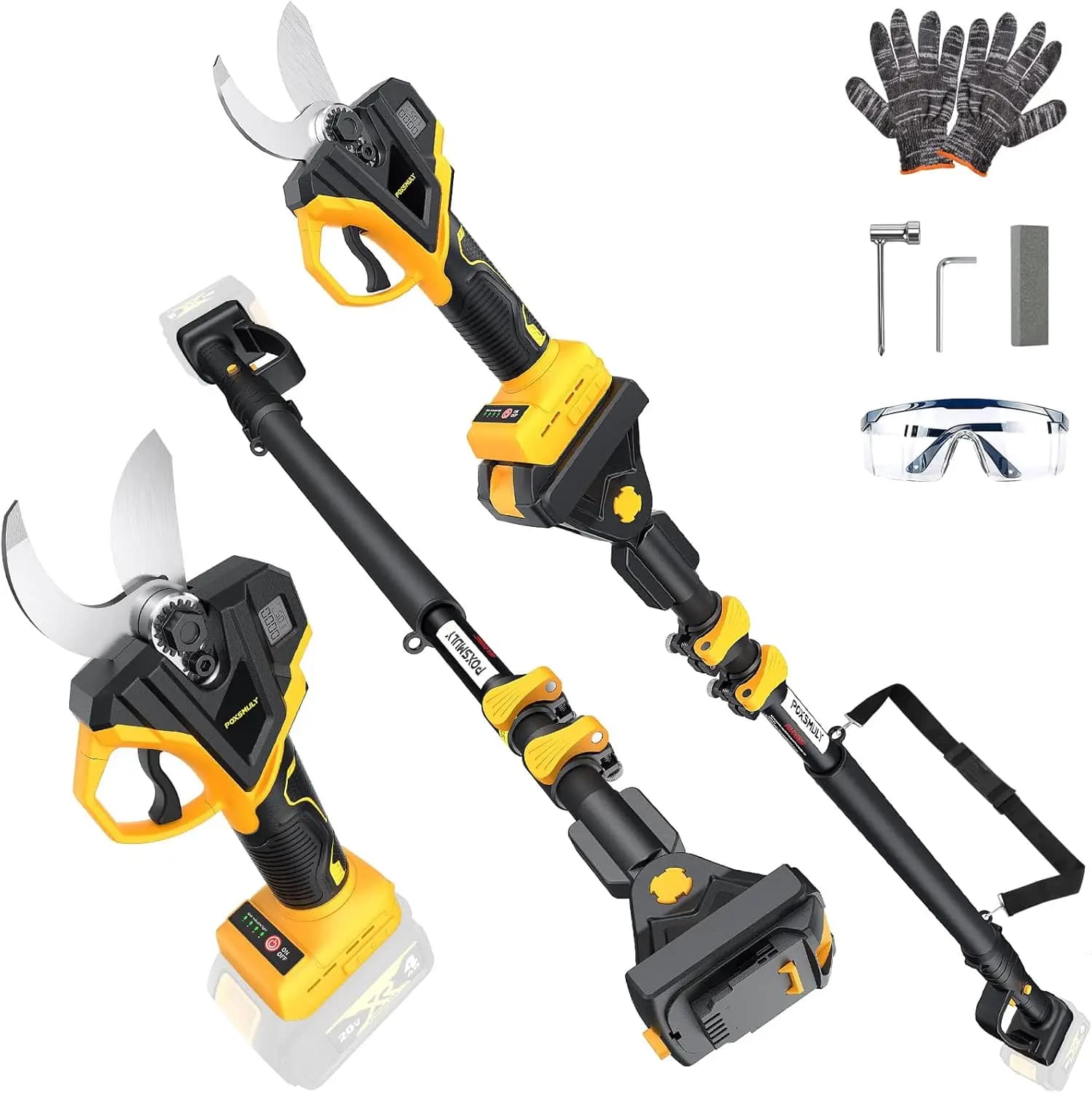 Forbici Elettriche Senza Fili 2-in-1, Motore Brushless 20V, Diametro di Taglio 1,6 Pollici per Giardinaggio e Potatura Alberi