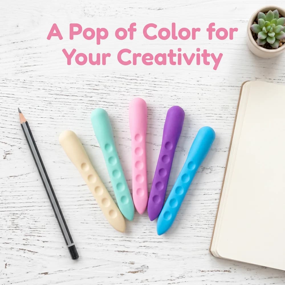 5Pcs Hole Pencil Eraser Set, Pen Style Eraser with Ergonomic Grip for Students, Artists Drawing & Writing Correction