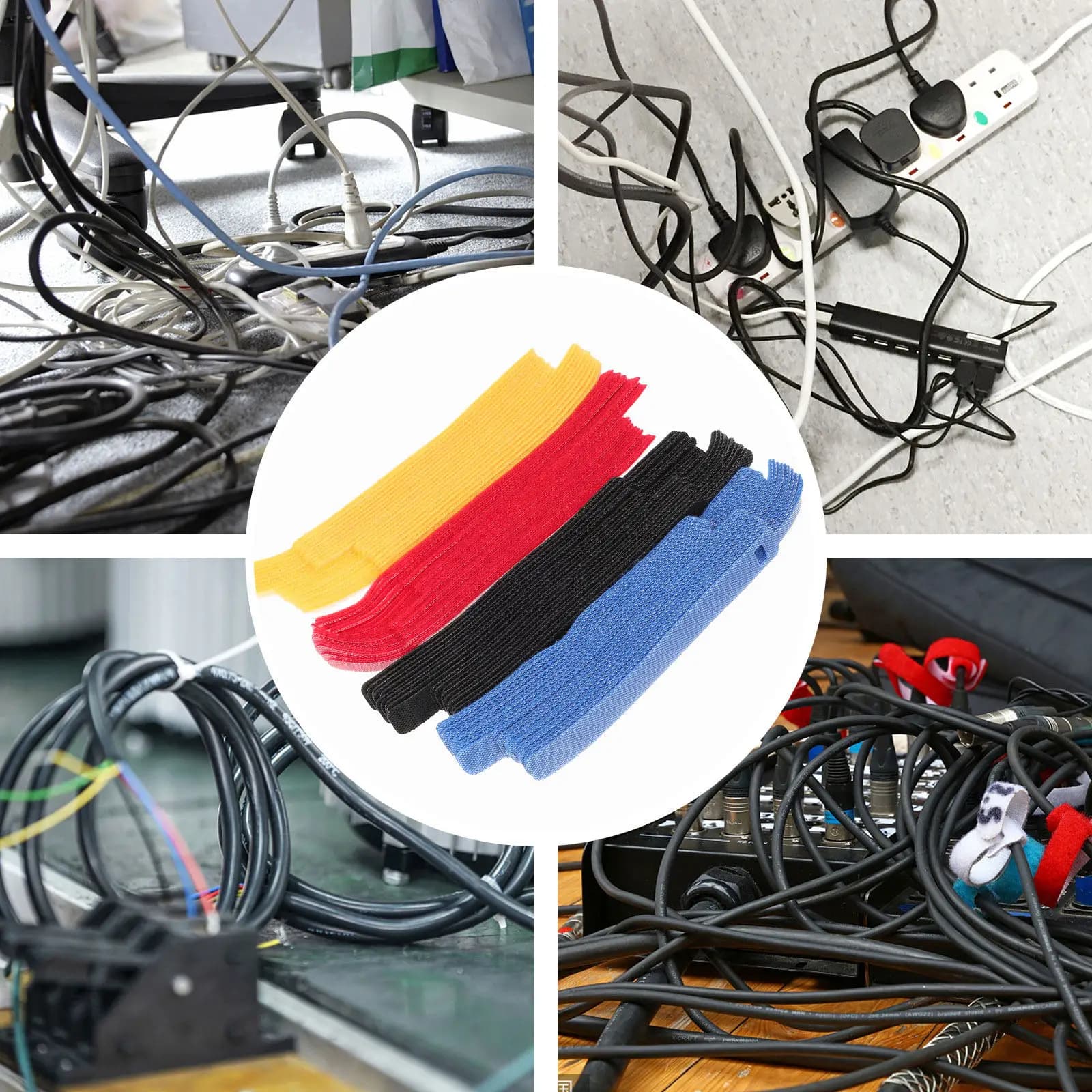 Organizzatore di cavi da 80 pezzi, riutilizzabile e regolabile, per auricolari, cavi dati, mouse, audio, cavi di rete, gestione dei cavi