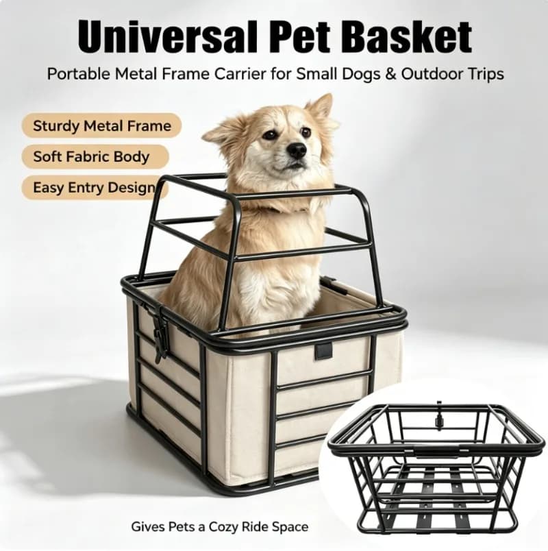 ZHAYA Extra Large Pet Carrier Cargo Basket Bicycle Rear Basket with Lid Electric Bike Motorcycle Rear Seat Pet Dog Storage