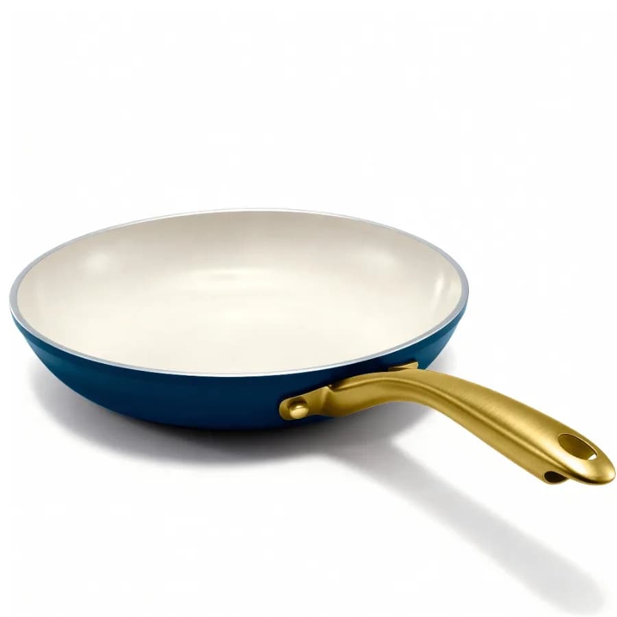 Natural Nonstick Frying Pan 11" inch Skillet Cooking Ceramic Fry Pan Kitchen Induction Cookware, Navy Cream
