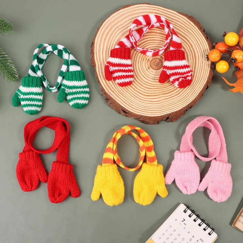 1/12 casa delle bambole fatta a mano mini sciarpa lavorata a maglia guanti casa delle bambole decorazione natalizia vestiti per bambole accessori per vestire