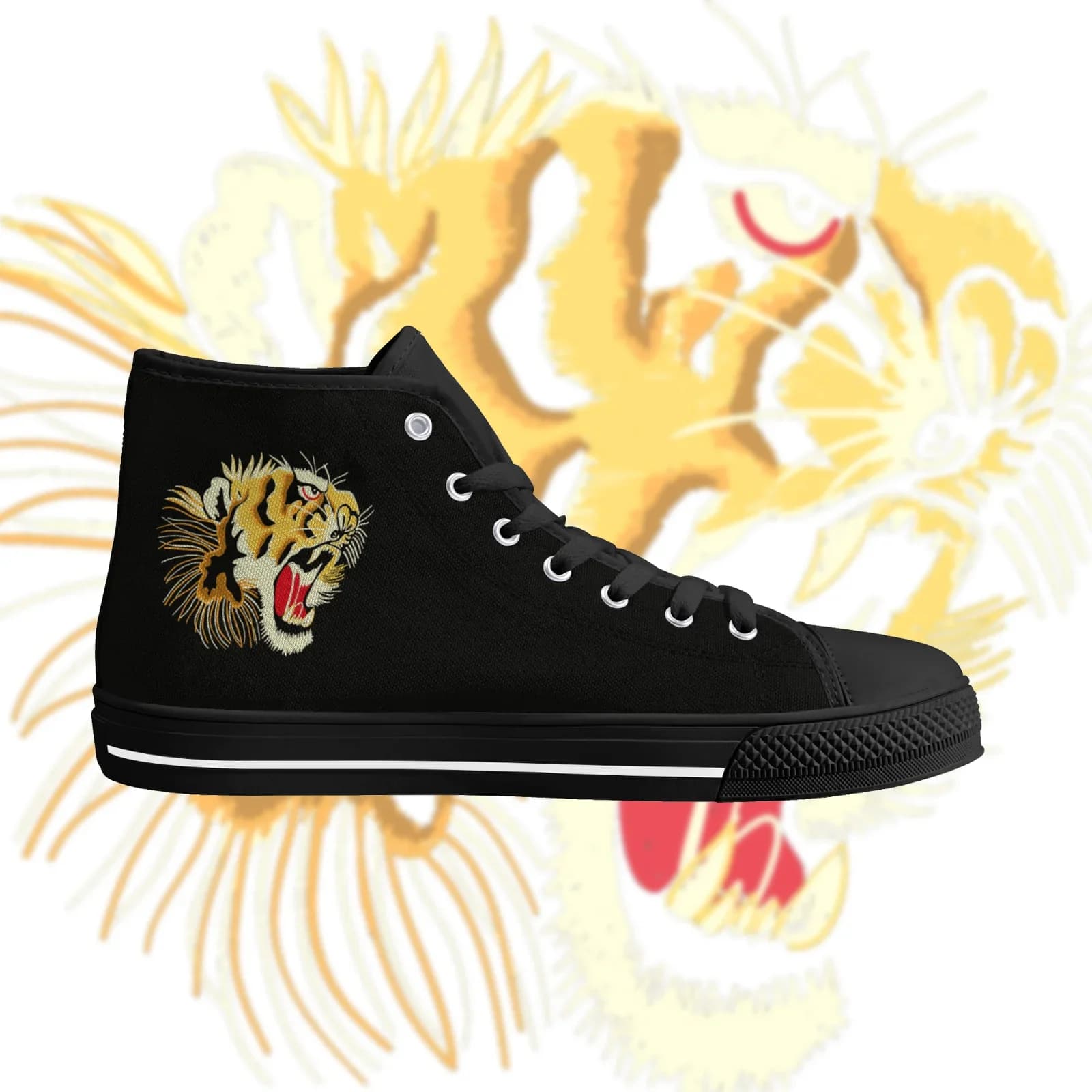 Tiger Graphic Men's Classic High Top Canvas Shoes Women Vulcanized Shoes Teenage Flats Walking Sneakers High Quality Footwears