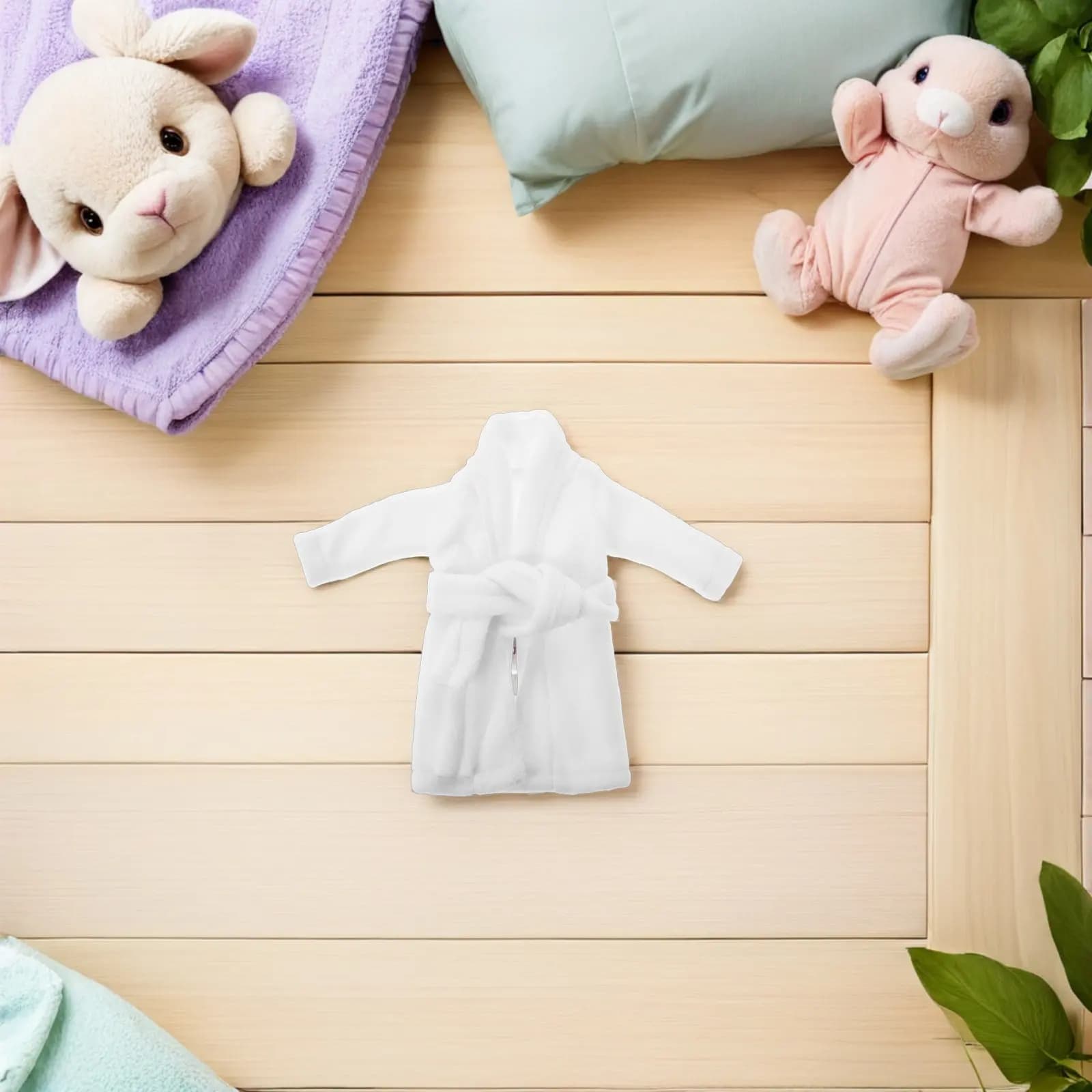 Set di 2 Accappatoi per Elfi Natalizi, Vestiti in Miniatura per Babbo Natale, Accessori Festivi per Casa delle Bambole, Outfit Natalizio
