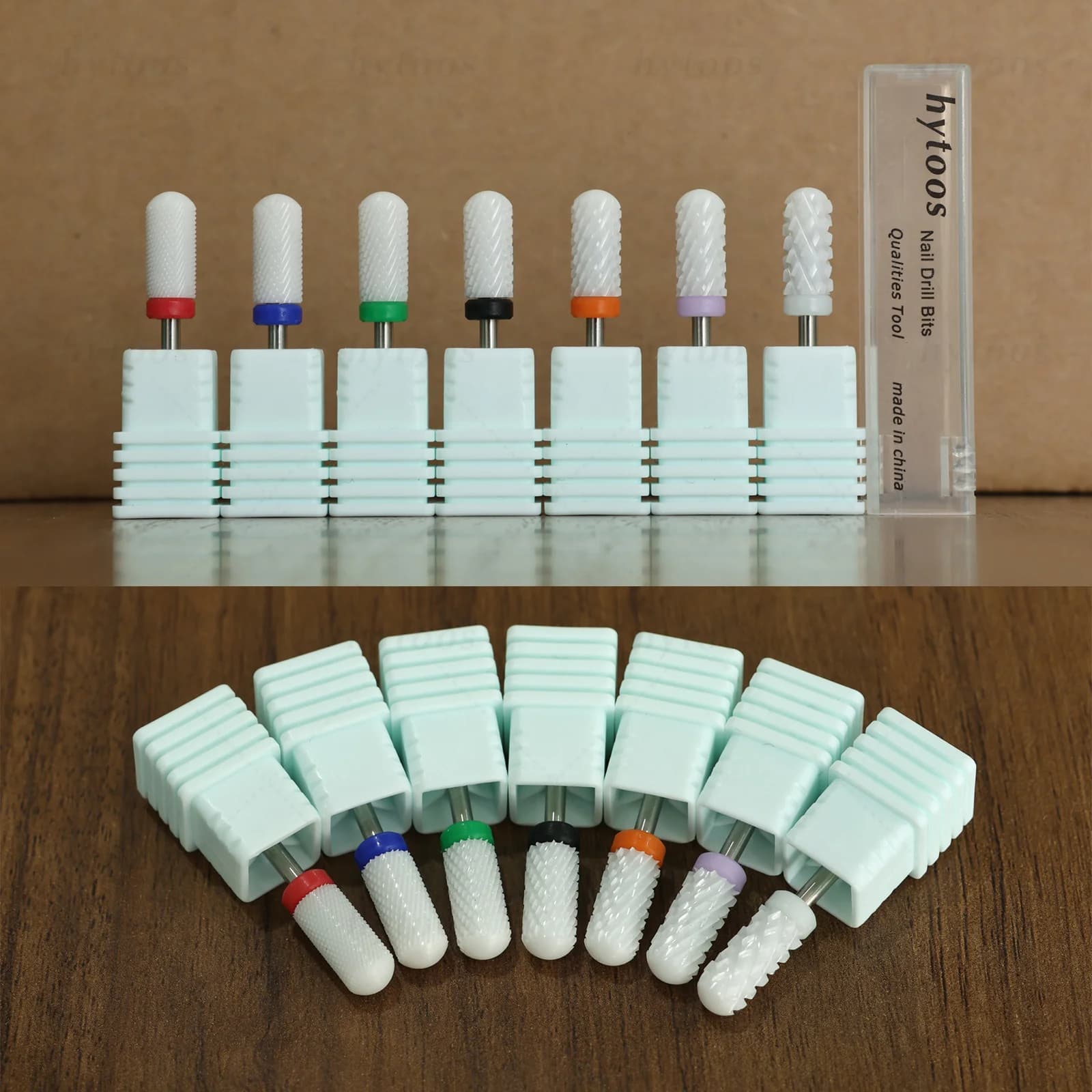 HYTOOS Punte per Trapano per Unghie in Ceramica Bianca 6*13mm, Forma Cilindrica, per Rimozione Gel Polish, Strumento Professionale per Manicure