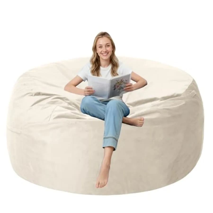 Poltrona Sacco da 3 Piedi con Rivestimento in Velluto Ultra Morbido, Divano Sacco con Memory Foam, Poltrone Sacco di Grandi Dimensioni, Divano Relax