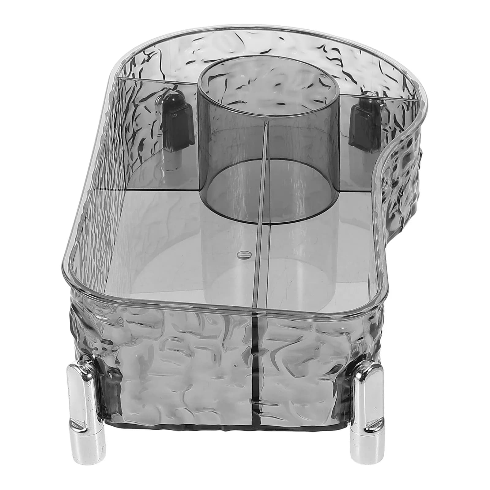 Organizzatore Trasparente per Cosmetici con 4 Scomparti, Porta Pennelli in Plastica per Toeletta, Bagno e Scrivania