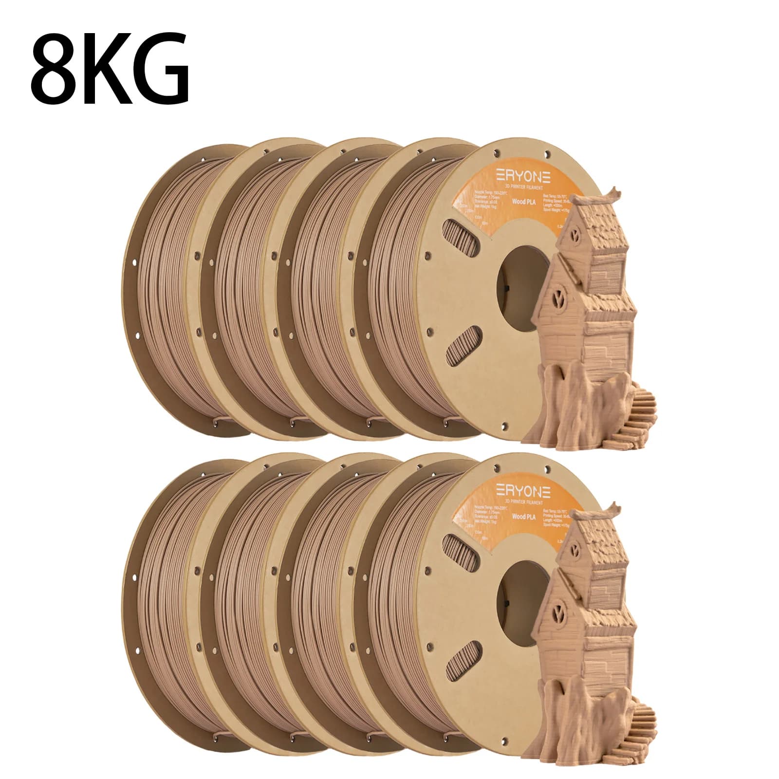 ERYONE Wood PLA Filament 3D Printer PLA Filament 1.75mm +/- 0.03mm, PLA Filament Cardboard for 3D Printer
