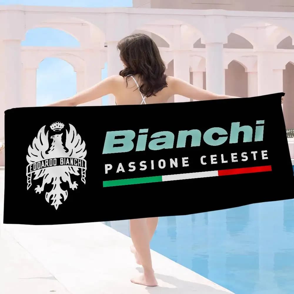 Asciugamano da spiaggia con logo B-Bianchi, morbido e assorbente, regalo per bambini, per viaggi, campeggio, palestra