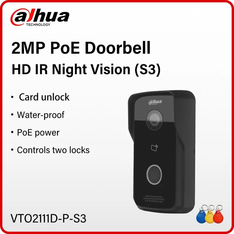 Dahua 2MP VTO2111D-P-S3 PoE campanello videocitofono completamente digitale APP stazione porta villa IP bidirezionale con controllo blocco RS-485