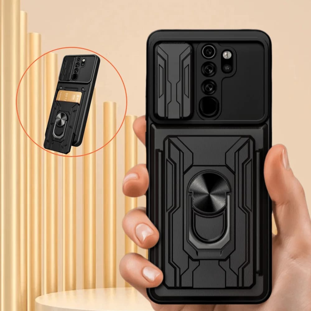 Suitable for Redmi Note 8 Pro / Note 8 Capa Card Slot Camera Protect Case Metal Ring Holder Cover Funda Coque