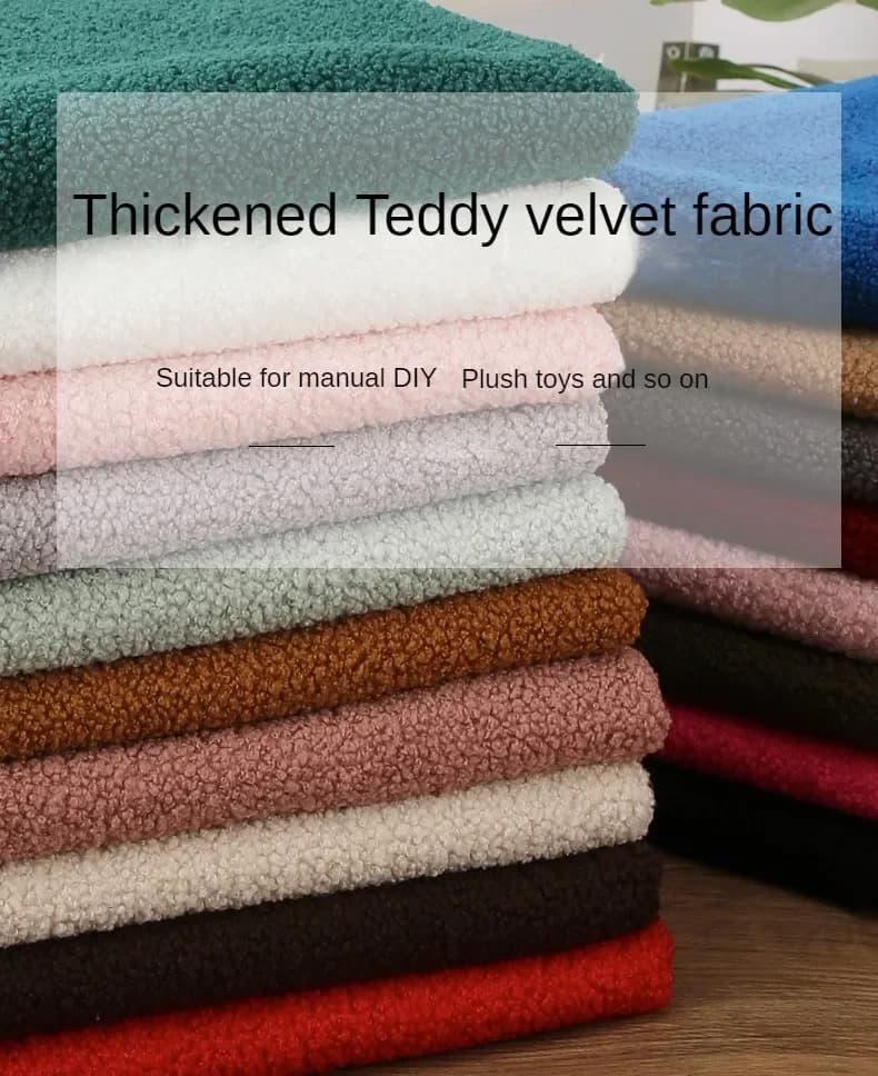 Fashion imitation Teddy plush fabric per meter for clothes coats cover sewn winter plain soft cloth comfortable black