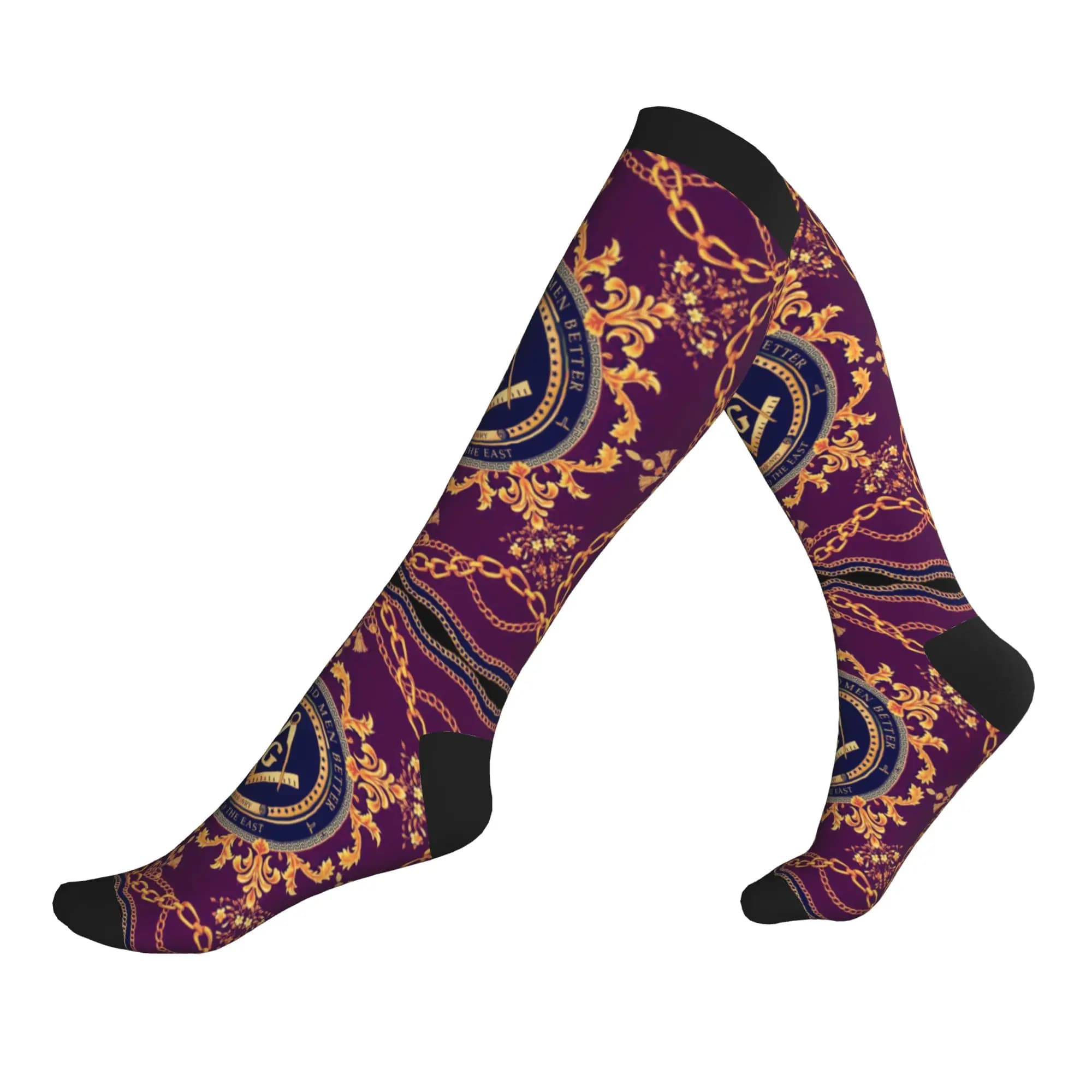 Freemason Square And Compass Men's Sports Compression Socks Unisex Fun Masonic Symbol Spring Summer Autumn Winter Dress Socks