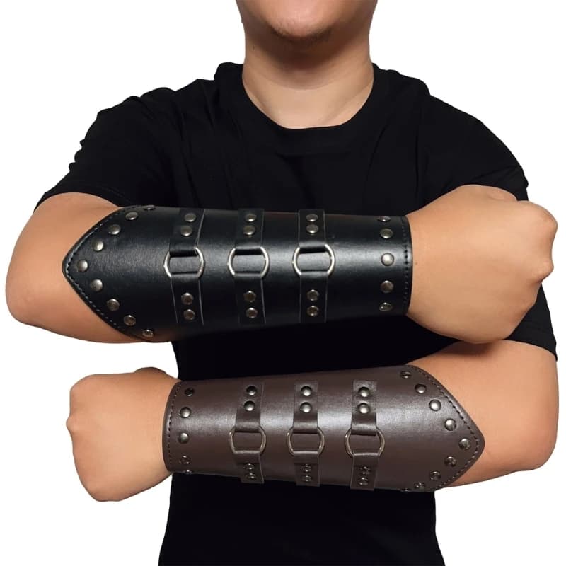 Accessori per costumi cosplay da uomo medievale punk Armatura Bracciale Cavaliere Polsino da braccio