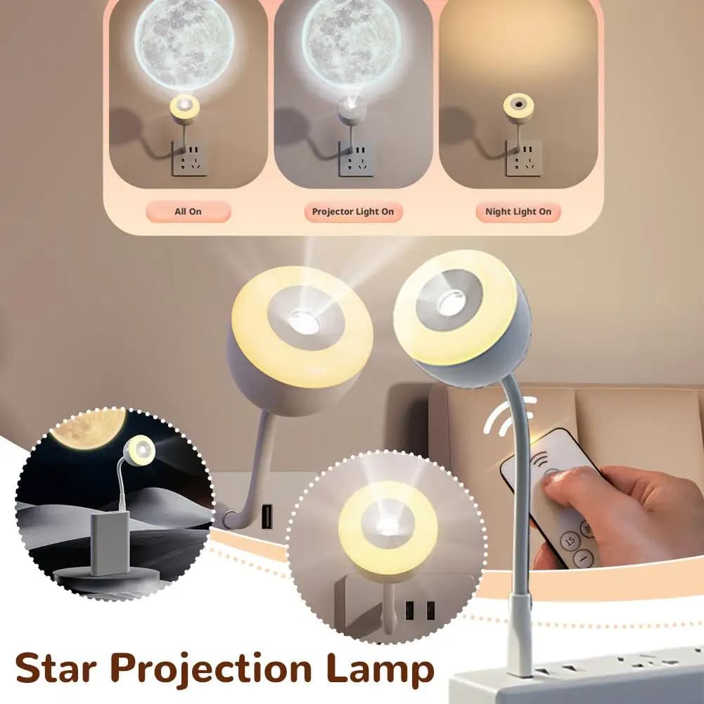 Proiettore Smart Cielo Stellato con Controllo Vocale, Luce Notturna Plug-in, Lampada d'Atmosfera Effetto Luna con Timer Dimmerabile per Camera da Letto e Comodino, Romantica