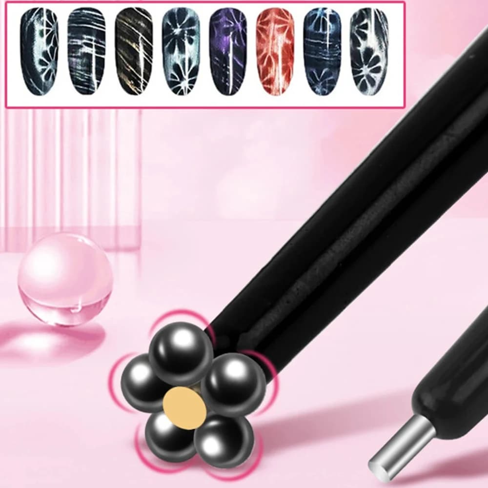 Penna Magnetica a Doppia Punta per Nail Art Effetto Occhio di Gatto, Strumento per Modellare Rapidamente il Gel