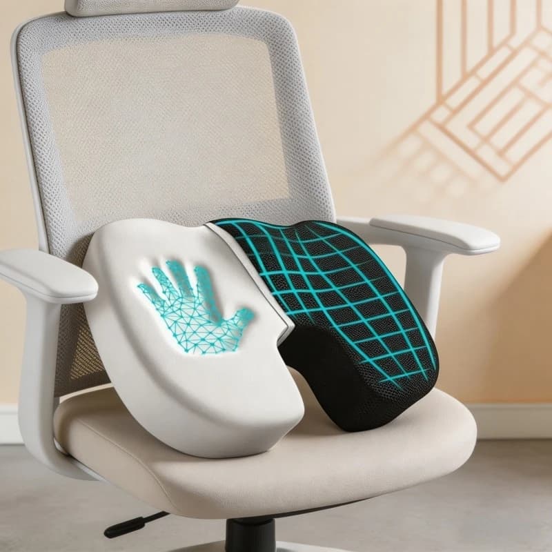 Cuscino Ergonomico in Memory Foam per Ufficio, Cuscino Anticemorroidale, Cuscino per Sedia, Soluzione per Sedute Prolungate, Cuscino per Studenti