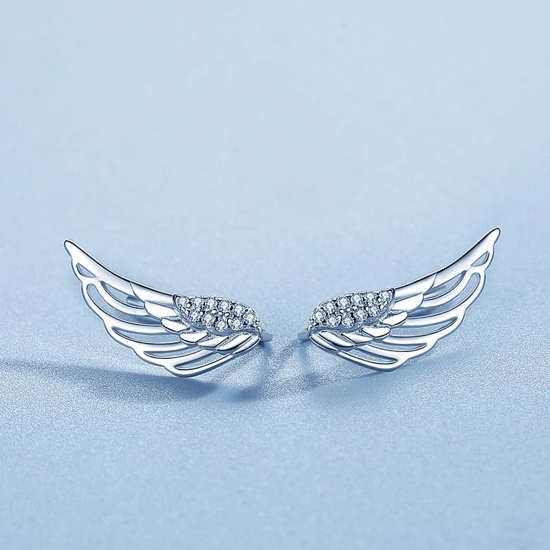 YILUOCD Cubic Zirconia CZ Angel Wings orecchino Climber Hook orecchini per le donne ragazze vendita calda cristalli gioielli dolci
