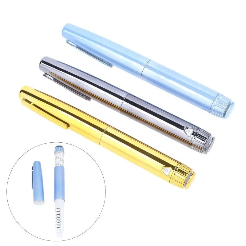1Pc Metal Reusable V4 Injection Pen With Pen Case Adjustable 3ml Empty Cassette Bottle Insulin Injector Pen.