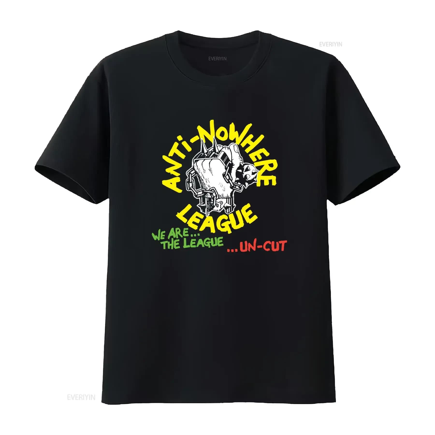 T-shirt Anti Nowhere League Band Un Cut, stile Punk Rock con design audace, vintage, lavata, comoda, casual, leggermente elasticizzata