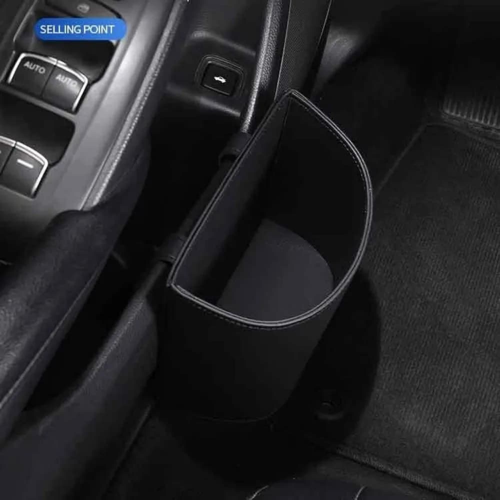PU Leather Car Trash Can Compact Hanging Rear Seat Garbage Bin Large Space Easy To Fix Design Car Door Trash Can Storage Box