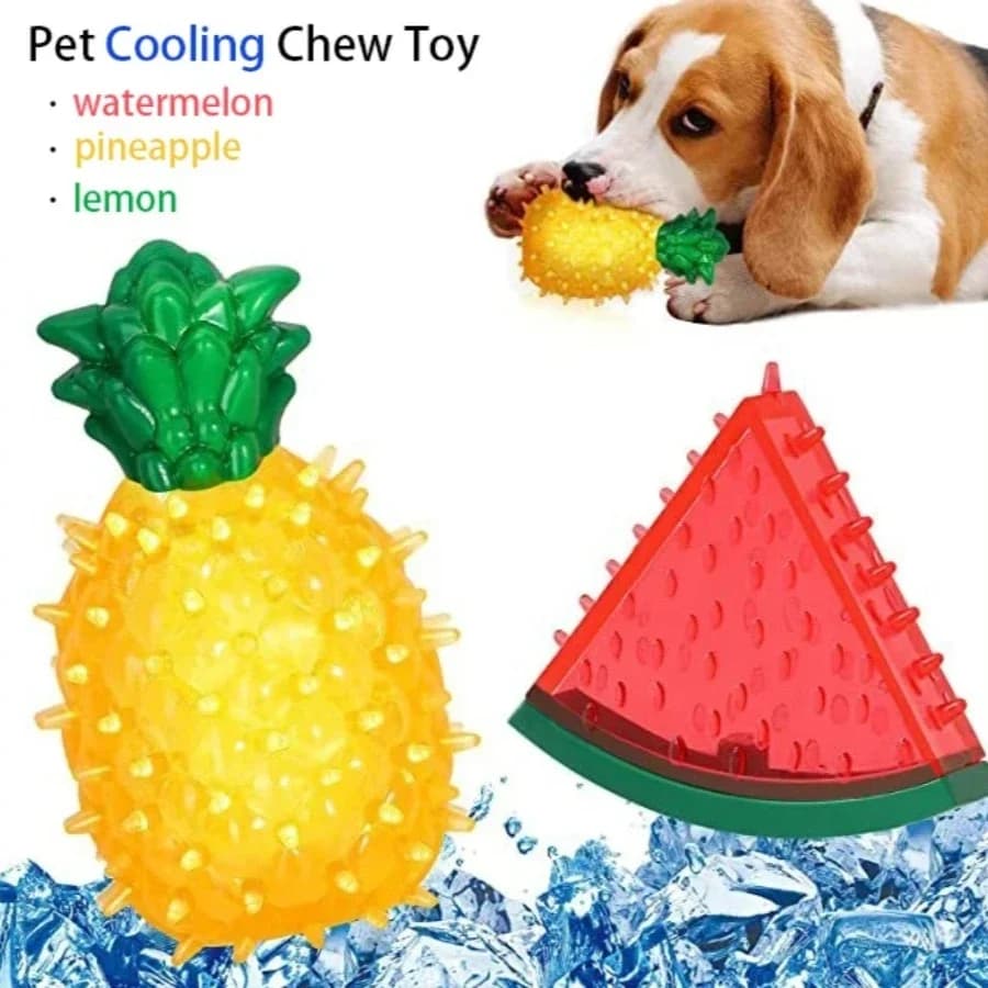 Giocattolo Refrigerante per Animali Domestici Riutilizzabile per Cani e Gatti, Gioco Estivo Rinfrescante a Forma di Anguria, Ananas, Limone, Giocattoli Durevoli a Forma di Frutta Congelata