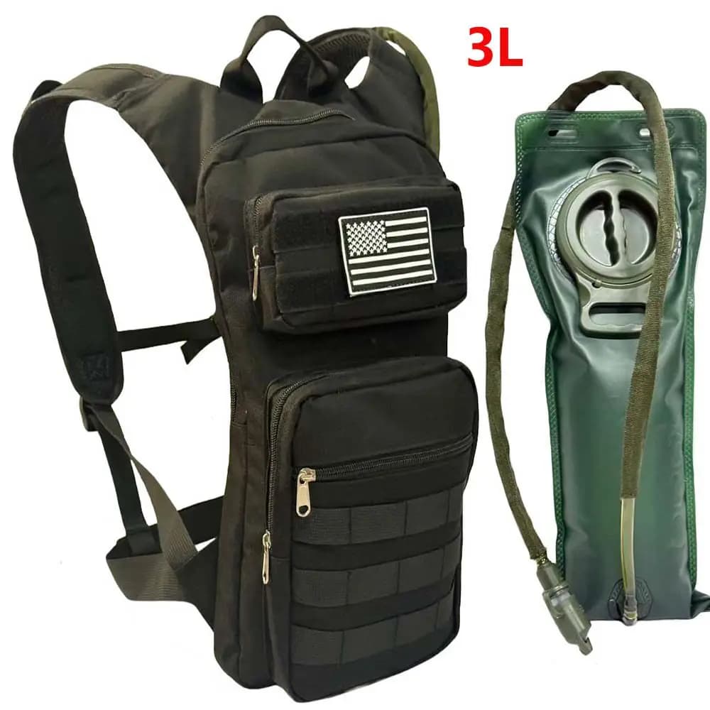 3L Molle Hydration Pack with Bladder Breathable Wear Resistant Backpack for Cycling Hiking Camping Running